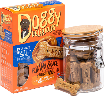 Doggy Delirious Human Grade Dog Treats Peanut Butter 16oz Doggy